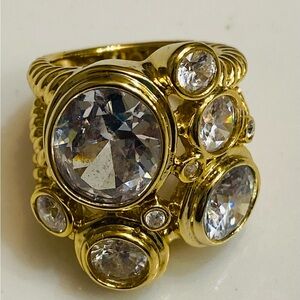 Custom Gold Moissanite Cocktail Women's Ring Size 6